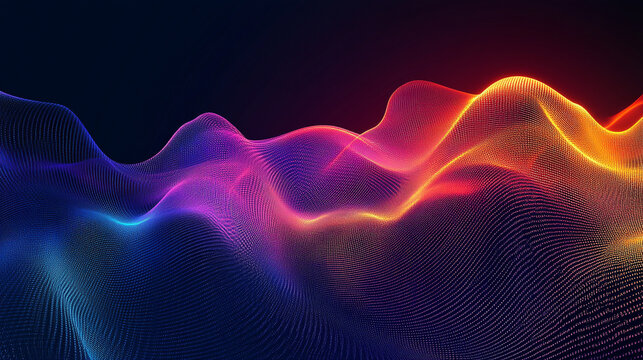 Abstract waveforms flow over a dark gradient background symbolizing energy movement rhythm and the visualization of sound or digital signals representing modern technology and dynamic design