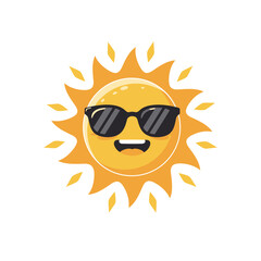 Happy Sun Cartoon Mascot Wearing Sunglasses - Summer Vibes Icon