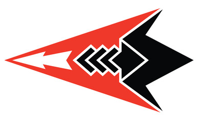 Abstract geometric hazard warning arrow symbol on a white background