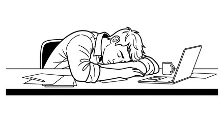 A person working on a computer in a stressed way