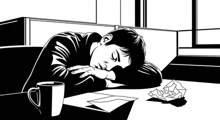 A person working on a computer in a stressed way