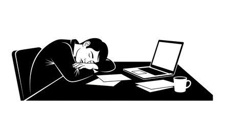 A person working on a computer in a stressed way