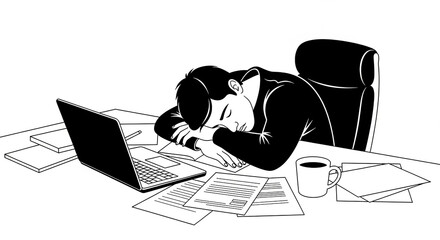 A person working on a computer in a stressed way