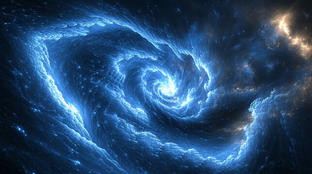 An algorithmic swirl resembles a digital galaxy symbolizing complexity data flow and the beauty of structured information representing abstract technology and futuristic computational design