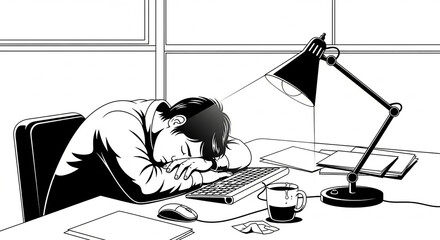 A person working on a computer in a stressed way