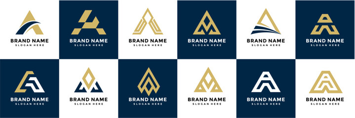 design logo letter A luxury gold word vector template
