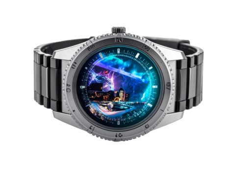 Luxury Silver Wristwatch Isolated on White Background