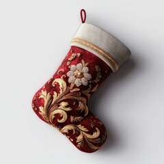 Ornate Red and Gold Christmas Stocking