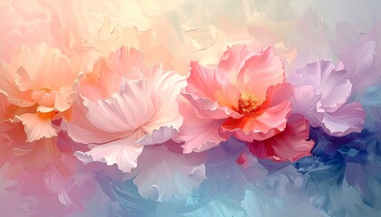Fototapeta premium Delicate Floral Arrangement in Pastel Hues, Abstract Painting Style.