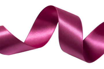 A flowing magenta satin ribbon isolated on transparent background