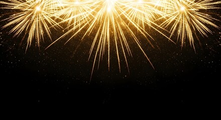 Fototapeta premium Golden fireworks bursting in the night sky celebration