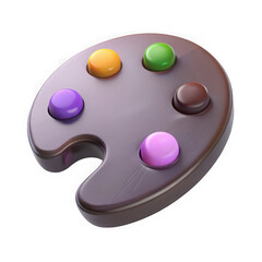 Artist paint palette with colorful dots isolated on transparent background