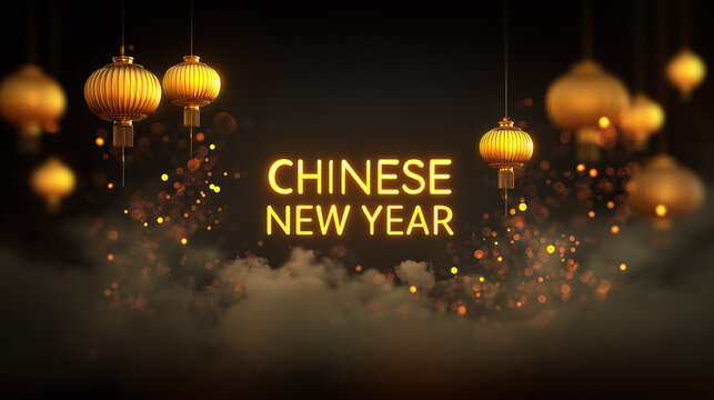 Celebrate chinese new year with glowing lanterns and festive lights