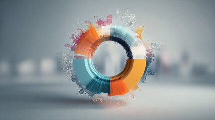 A circular infographic with soft blur effect, creating a visually appealing, modern, and minimalistic representation of data in a calm, elegant style.