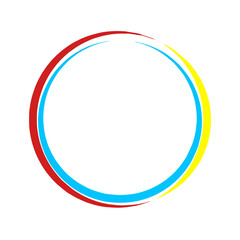 Minimalist circle frame on white background. Abstract round frame. Colorful circle border