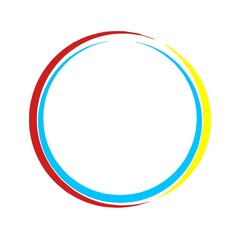 Minimalist circle frame on white background. Abstract round frame. Colorful circle border