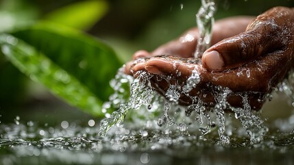 Hands cupping water, symbolizing purity and the importance of clean water.