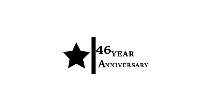 Abstract 46 years anniversary motion graphic 4K footage with star. particles and number. 46 years completed anniversary event celebration animation.