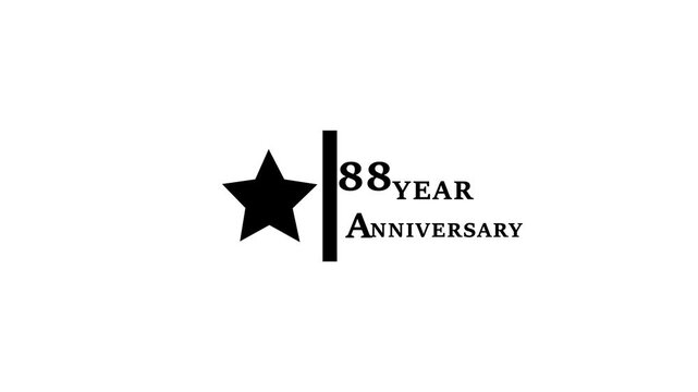 Abstract 88 years anniversary motion graphic 4K footage with star. particles and number. 88 years completed anniversary event celebration animation.