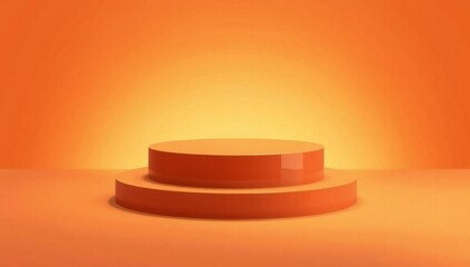 Modern orange pedestal stage with spotlight and textured background