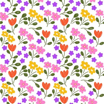 Cute seamless pattern in small flower.Small colorful flowers.