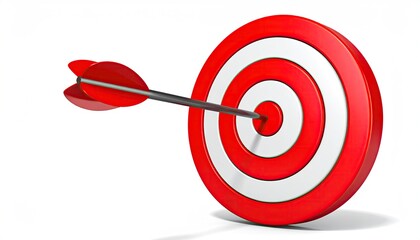 Arrow bullseye Red and white target hit dead center