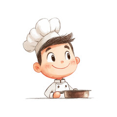smile chef cooking drawn vector illustration