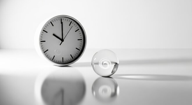 Modern White Clock on Clean Table