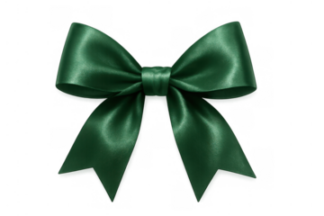 Green satin ribbon bow decorating gifts and presents, adding a festive touch for christmas celebration holidays