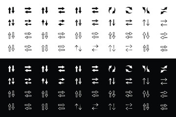 Pixel Perfect Double Arrow Icon Set Exchange, Transfer, Reload, Bidirectional Symbols (Outline Vector).