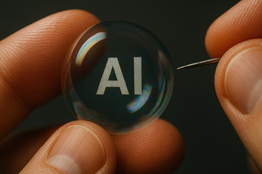 Abstract concept artificial intelligence in a tiny glass sphere with a lens skillfully revealed