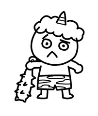 かわいい鬼の線画イラスト