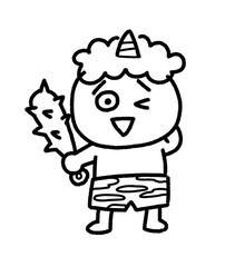 Fototapeta premium かわいい鬼の線画イラスト