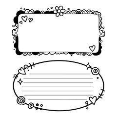 Cute doodle hand drawn frames and speech bubbles set for note text decoration
