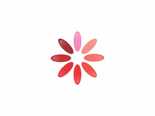 stylized flower-like logo or icon. It is composed of eight oval shapes arranged in a circle