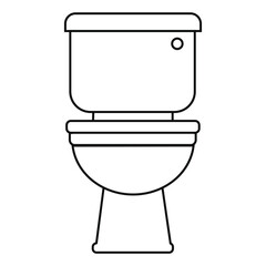 Simple Line Art Illustration of a Toilet Bowl with Lid and Tank