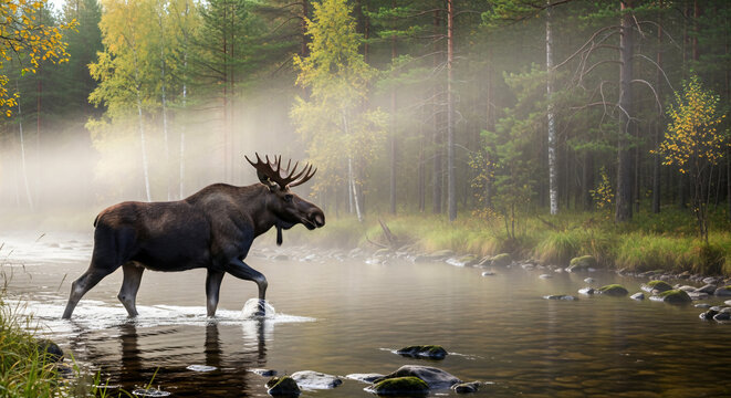 Moose by Lakeside Forest