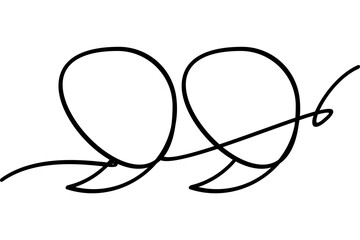 Illustration of quotation marks with a continuous line design. An interesting abstract line design.