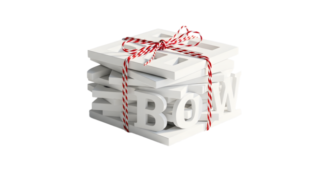 Gift - 3D white box bundle tied with red and white string on white background, gift concept, perfect for holiday promotions