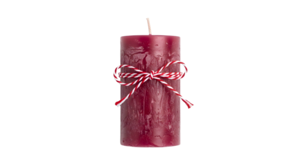 Gift - Red pillar candle with twine bow, decorative wax candle perfect for home decor and cozy atmospheres