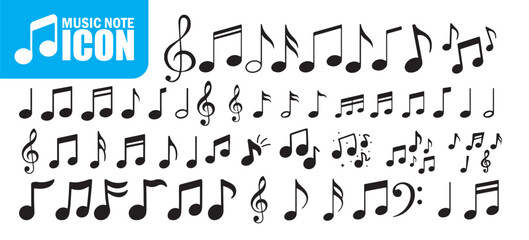 music notes icon pack. Variety of Music Notes and Clefs Icons. Vector Illustration eps 10