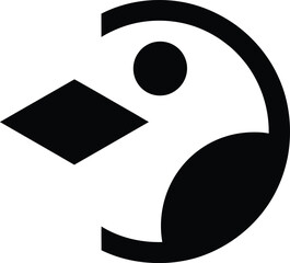 Minimalist black and white bird icon with diamond beak