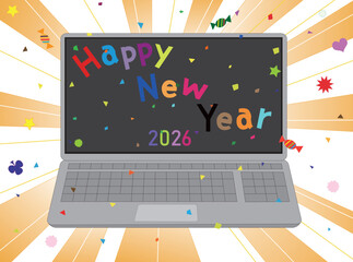 2026年の新年の挨拶のイラスト素材。