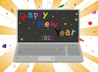 2026年の新年の挨拶のイラスト素材。