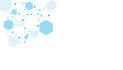 Science network pattern blue Hexagonal abstract background. Big Data Visualization structure elements . Health care and science medical pattern innovation. Template design with concept Dots and lines.
