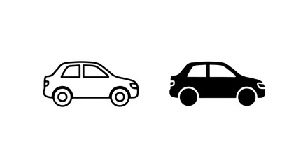 Fototapeta premium Two stylized cars one black and one white outline