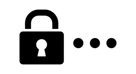 Black padlock icon with three dots representing a password or security code