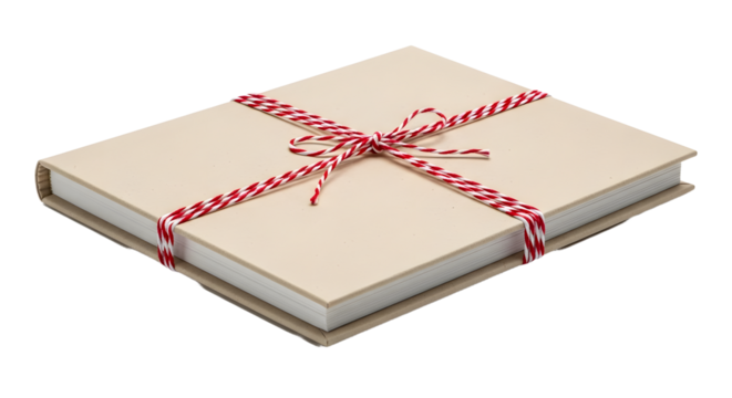 Gift - Stack of blank beige cards tied with red and white striped twine, perfect for invitations or greeting cards