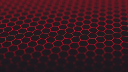 シンプルなヘックスタイル（六角形のタイル）　ループ　レッド