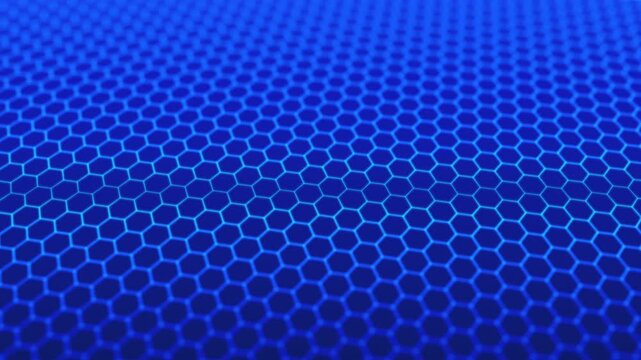 シンプルなヘックスタイル（六角形のタイル）　ループ　ブルーネオン